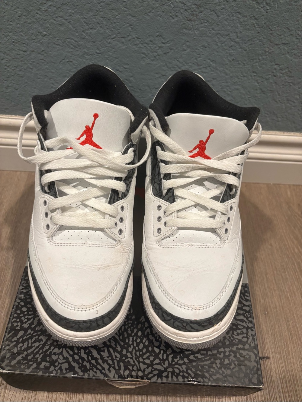 Jordan 3 White Black Sneakers with Red Jumpman